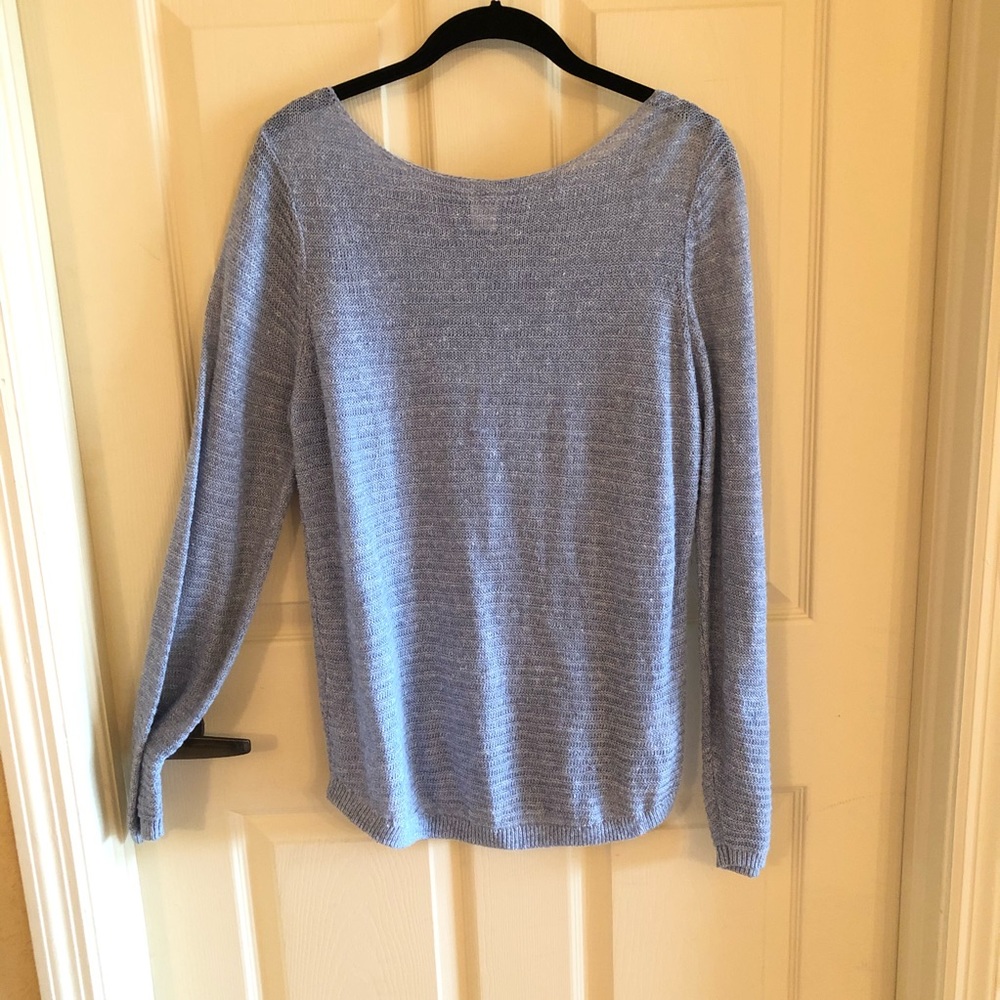 St Tropez West 100% linen light blue top long sleeve shirt large